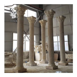 Piliers romains en pierre naturelle, balustrade et colonne en marbre blanc sculptés à la main, colonne romaine solide en marbre d'Italie - Product Image 1