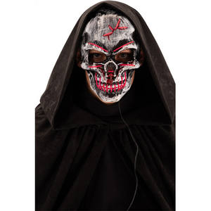 MÁSCARA DE CALAVARDA DE PLÁSTICO CON DECORACIÓN DE LUZ LED MORADA - Product Image 1