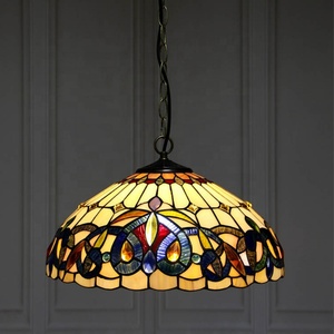 Lámpara Colgante Tiffany LongHuiJing de 2 Luces y 16 Pulgadas de Ancho con Vidrio de Colores - Product Image 1