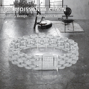 8mm 5 Size Iced Hip Hop <b>Gold</b> Plated Men's Luxury 925 Sterling Silver VVS D Brilliant Cut Moissanite Wedding Miami Cuban <b>Bracelet</b> - Product Image 2