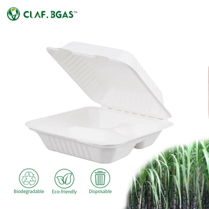 Bán buôn phân hủy sinh học bã mía vỏ sò bao bì hộp sợi mía, nắp có bản lề - Product Image 4