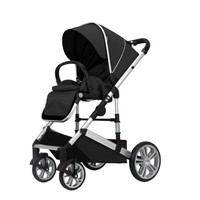 Poussette bébé personnalisée en usine, cadre en alliage d'aluminium, 4 roues, position haute, poignée réversible 2 sens, pliable et portable pour nourrisson