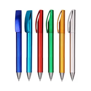 Promo pen metallic plastic ballpoint pen with logo custom