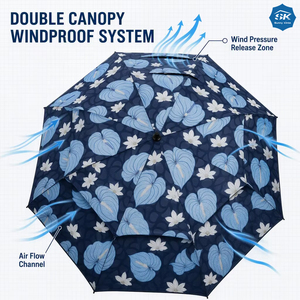 Parapluie de golf robuste à tige droite, imprimé sur mesure avec logo, protection UV intégrale, résistant au vent, idéal pour les tournois d'affaires - Product Image 4