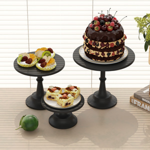 Présentoir à gâteaux rond moderne en fer, ensemble de 3 pièces pour table de desserts de mariage, hauteurs haute, moyenne et basse - Product Image 2