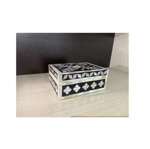 Dernière moderne Super MDF os incrustation Zigzag motif carré boîte à bijoux vente d'exportation et boutique utilisation avec emballage en carton - Product Image 1