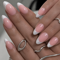 32 faux ongles en ABS rose ombré, texture nacrée, style French, flexibles, couvrance totale, personnalisables et réutilisables