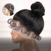 FH vente en gros sans colle 360 perruques frontales cheveux humains Invisible caché sangle caractéristique suisse Transparent dentelle avant perruque bouclée