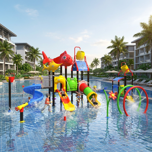 Parc aquatique commercial avec <span class=keywords><strong>piscine</strong></span>, aire de jeux aquatique en plastique et bassin à jets d'eau avec seau basculant pour enfants - Product Image 2