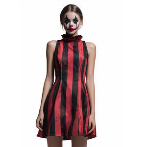 Minivestido gótico de payaso para mujer, verde y negro, con mangas, cuello cuadrado, corsé con cordones, volantes y ribete de tul, de poliéster, para Halloween, películas y televisión. - Product Image 3