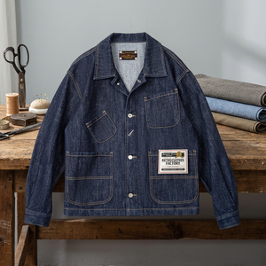 Veste en jean Maden japonaise vintage 14oz en coton pour homme, 4 poches, style Amekaji, multi-revers, vêtement de travail et d'automne - Product Image 3