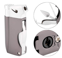 Briquet torche multifonctionnel à gaz butane, allume-cigare turbo en métal, boîte cadeau, gadget pour cigarettes et cigares