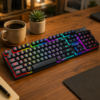 Clavier et souris de jeu TWOLF TF200, combo avec rétroéclairage LED arc-en-ciel, ergonomique, filaire, pour PC portable