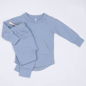 Ensemble bébé en fibre de bambou à manches longues avec haut à poche <span class=keywords><strong>kangourou</strong></span>, col mignon, printemps, unisexe, 2 pièces, doux, antibactérien, personnalisable - Product Image 1