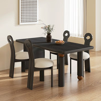 Table à manger en bois noir luxueuse, style italien, pour usage domestique, table à manger moderne haut de gamme, design de créateur, ensemble de table à manger rectangulaire 6 places