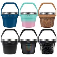 Seau à glace isotherme de 7,2 L avec ouvre-bouteille, double paroi sous vide en acier inoxydable, seau à boissons