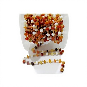 Natural Fire Opal <b>Rosary</b> Chain 4 to 5mm Rondelle faceted Beads, Genuine Fire opal Beaded Chain sold per foot - Product Image 1