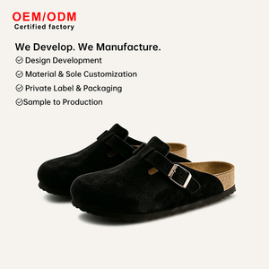 Mules de suela de madera en demanda, unisex, de ante y cuero nobuck, sin espalda, tipo zueco, fáciles de poner, antideslizantes, listos para enviar. - Product Image 1