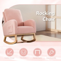 Fauteuil à bascule moderne à dossier haut, rembourré, confortable, avec pieds en bois d'hévéa, pour chambre à coucher ou chambre d'enfant