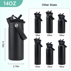Custom Logo Double Wall <strong>Flask</strong> Ceramic Inner 14oz Wide Mouth Travel School Kids Insulated Stainless Steel Water Bottle <strong>with</strong> <strong>Straw</strong> - Product Image 5