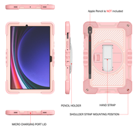 Étui de tablette robuste antichoc pour Samsung Galaxy Tab S9 avec béquille rotative à 360° et bandoulière pour une protection complète