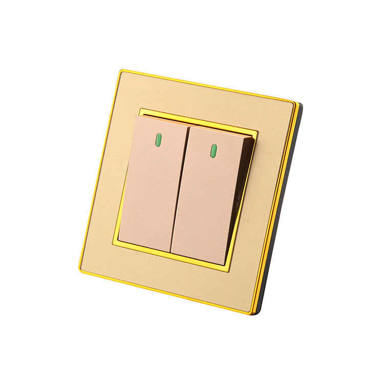 Gold PC Wall Switches Luxury Style 1/2/3/4 Gang 1/2 Way Eelctrical Switch Light Oonoff