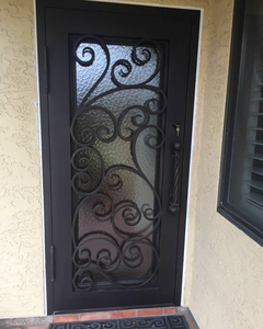 Precio de fábrica usado moderno Exterior de Seguridad frontal de hierro forjado puertas de una sola puerta para casas - Product Image 2