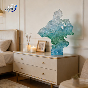 Transparent <b>Resin</b> Crystal <b>Sculpture</b> 3D Modern Creative Wave-Shaped Design Hand-Painted Durable Customizable Artwork for Living - Product Image 2