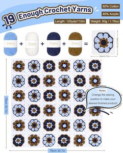 Kit de <span class=keywords><strong>crochet</strong></span> pour débutants - Fils doux, instructions détaillées, kit de démarrage complet pour couverture Daisy, DIY facile - Product Image 4