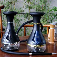 Chicha électronique de luxe rechargeable en acier inoxydable, kit complet avec écran tactile LED, chicha électrique chauffée sans charbon