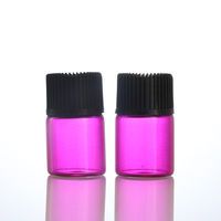 Botol sampel kaca Amber kecil 2ml dengan tutup bambu botol kaca kecil untuk minyak esensial dengan tutup sekrup bambu