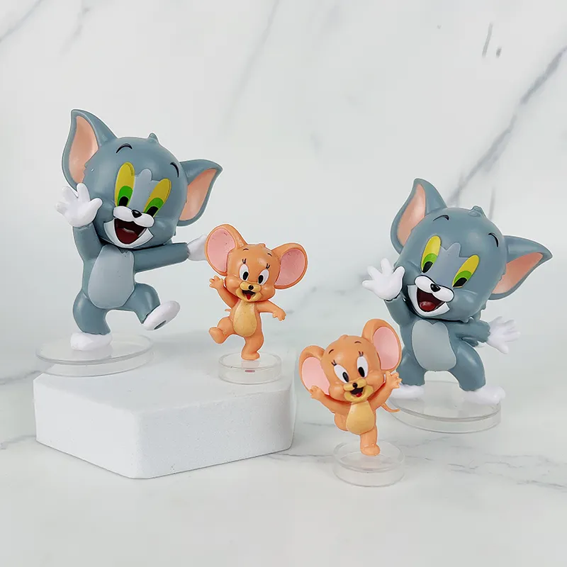 Groothandel 12 Stuks 9Cm Tom En Jack Plastic Figuur Animal Katten Muis Jerry Pvc Beeldje Pop Speelgoed Voor Cake topper