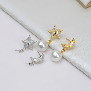 Versatile DIY S925 Silver & <b>Pearl</b> <b>Earrings</b> Accessory Trendy Female Personalized Pendant Headpiece with Empty Stand - Product Image 5