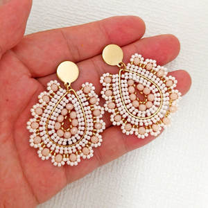 Pendientes bohemios hechos a mano de acero inoxidable con cuentas de moda chapados en oro en forma de gota de agua, suministro a granel, precio de fábrica para mujer - Product Image 2