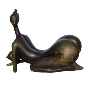 Sculpture de femme corpulente en yoga grandeur <span class=keywords><strong>nature</strong></span>, bronze naturel, statues d'art de femme nue corpulente pour décoration intérieure - Product Image 4