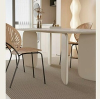 Table de salle à manger en bois massif, assiette de roche ovale, bureau moderne simple, table de salon pour la famille