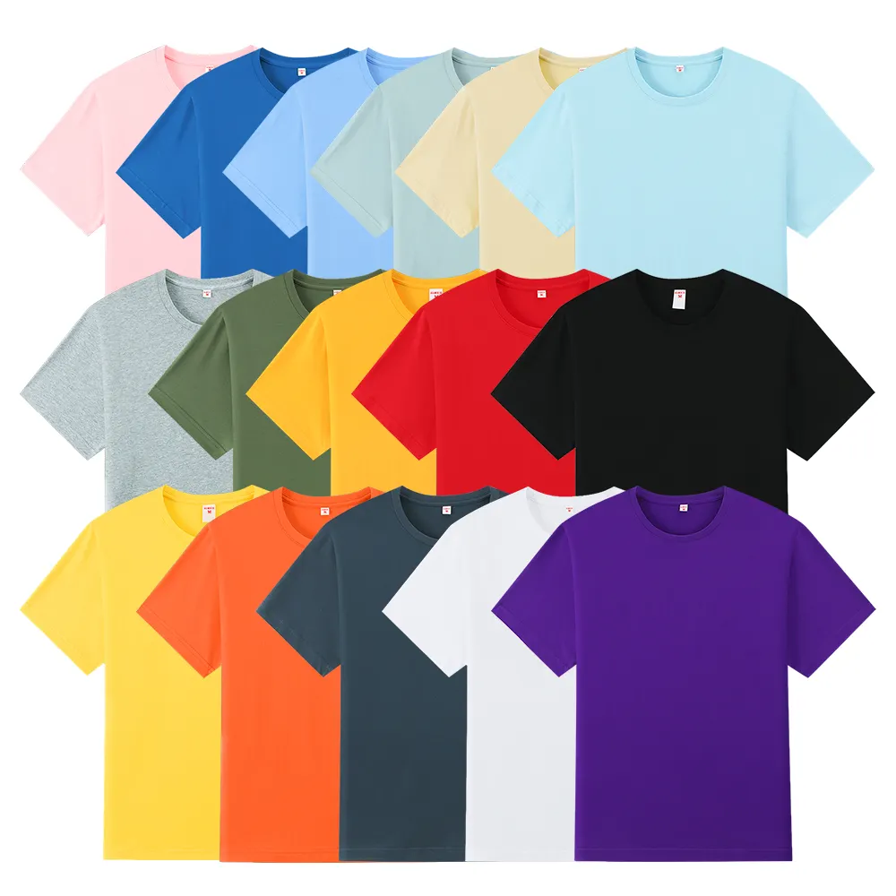 AI-MICH 100% cotone personalizzato Logo stampa grafica ricamata Low MOQ Blank girocollo camicia Unisex estate traspirante morbida t-Shirt