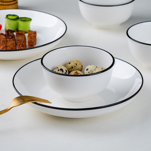 <span class=keywords><strong>Vajilla</strong></span> Moderna Minimalista de Cerámica <span class=keywords><strong>Blanca</strong></span> con Borde Negro, Juego de Platos <span class=keywords><strong>y</strong></span> Tazones de Porcelana, Estilo Nórdico, para Cocina <span class=keywords><strong>y</strong></span> Hogar - Product Image 6