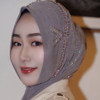 Voile musulman luxueux fait main décoré de cristaux - Voile et foulard en maille de diamant haut de gamme