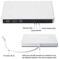 Venta al por mayor Delgado USB3.0 tipo C Unidad óptica externa DVD RW CD escritor quemador lector reproductor para ordenadores portátiles y de escritorio