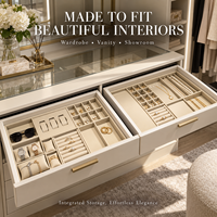 Plateaux de rangement pour bijoux en velours empilables sur mesure, grand format, inserts de tiroir pour bagues, boucles d'oreilles, colliers, rangement de placard