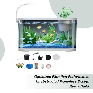 Piccolo silenzioso decorativo acquario acquario Starter Kit in plastica acquario per Betta & animali acquatici chiaro tartaruga ciotola - Product Image 3
