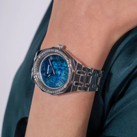 Montre à quartz de luxe pour femmes, boîtier polygonal, lunette en cristal, cadran en nacre avec chiffres romains, bracelet en acier inoxydable