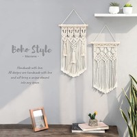 Décoration murale en macramé tissé à la main, écologique, en coton, avec un design géométrique vertical, pour une décoration bohème de la maison