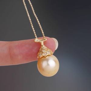 31317 Pendentif de collier simple à faire soi-même avec perles rondes en argent S925 de 11-13 mm, support vide et accessoires en perles pour votre style - Product Image 1