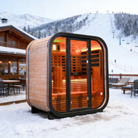 Sauna infrarouge lointain en cèdre rouge pour 3 personnes, le plus vendu, pour la détoxification et la récupération, sauna extérieur pour la thérapie familiale et le spa