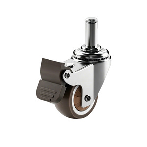 Poluoni 50 Mm Swivel <b>Caster</b> With Brake Silent Universal Furniture <b>Wheel</b> Stem Mount Heavy Duty - Product Image 2