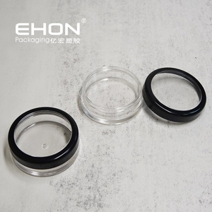 Wholesale ABS Clear Base Black Lid Round <b>Eye</b> <b>Shadow</b> & Blush Cosmetic Jar with Varnishing for Loose Powder - Product Image 3