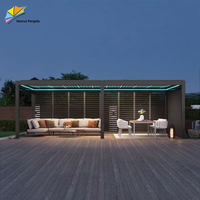 Pergola Bioclimatique Électrique de Luxe Moderne en Aluminium Thermolaqué, Étanche à la Pluie, Anti-Pourriture, avec Éclairage LED pour Balcon et Écran d'Ombrage