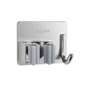 304 Stainless Steel <strong>Mop</strong> Holder Wall Mounted Self-Adhesive Kitchen Bathroom Waterproof Multi-Purpose <strong>Broom</strong> Hanger Strong <strong>Hook</strong>